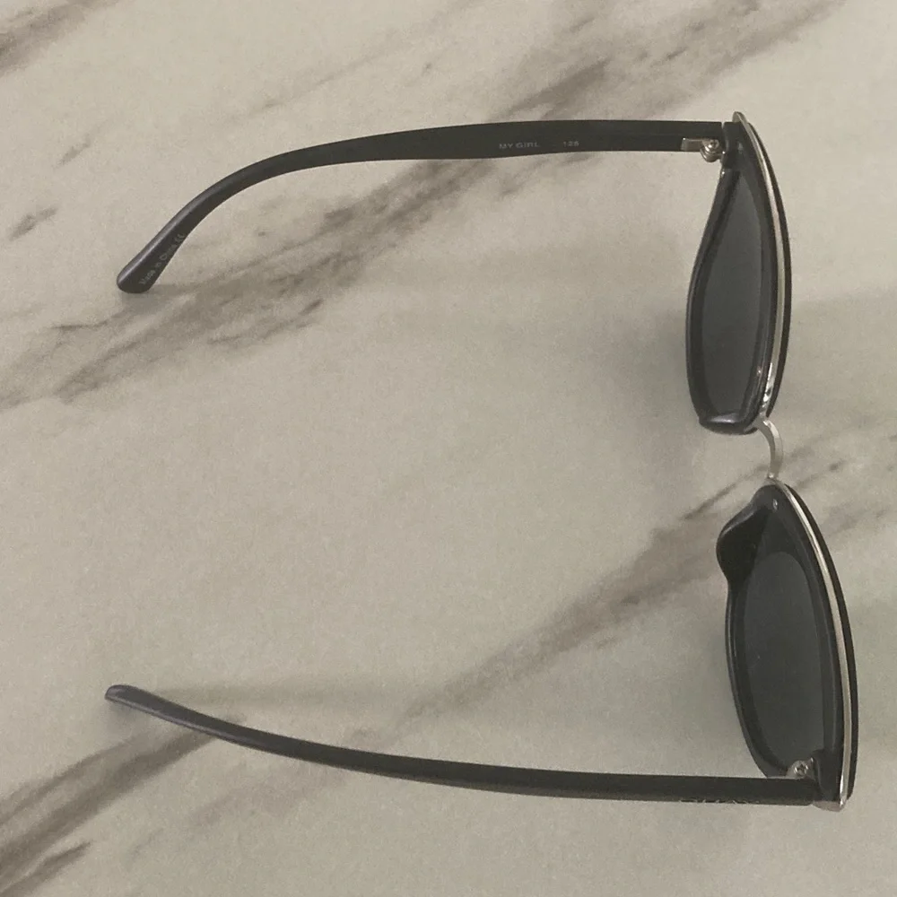 Quay Australia Black Cat Eye Sunglasses with Silver Bridge